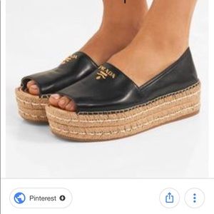 Great Black leather PRADA espadrille shoes